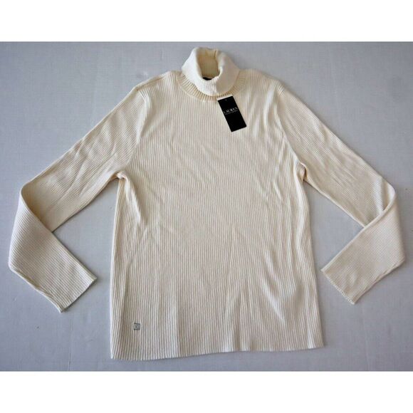 Lauren Ralph Lauren Women Sz 2XL Winter Cream L/S Ribbed Turtleneck Sweater - Picture 3 of 11
